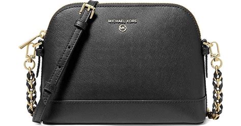 michael kors large crossgrain leather dome crossbody bag black|Michael Kors large jet set.